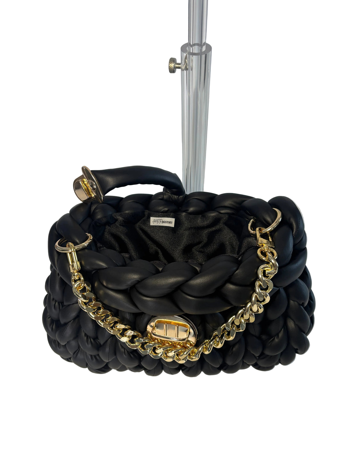 Finger Knit Pillow Purse   - Onyx