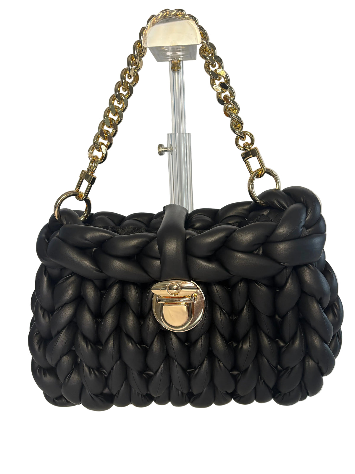 Finger Knit Pillow Purse   - Onyx