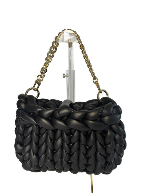Finger Knit Pillow Purse   - Onyx