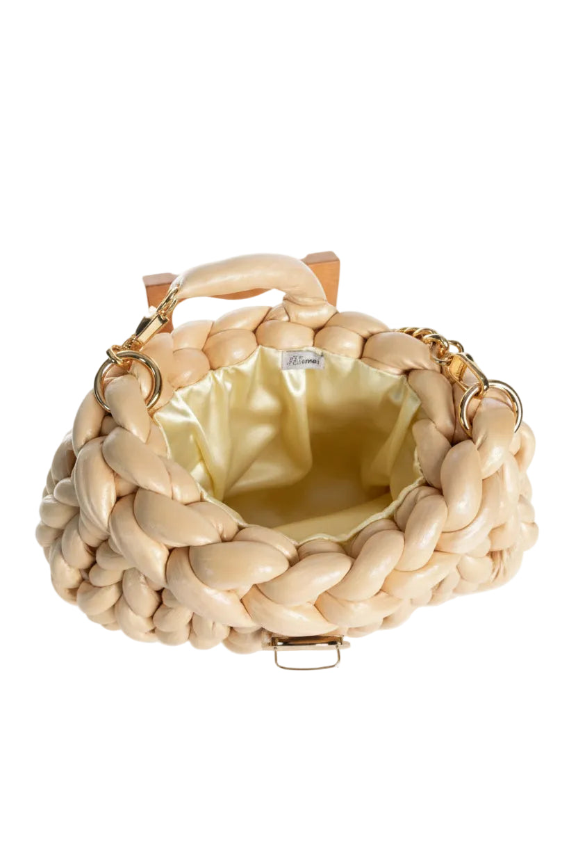 Finger Knit Pillow Purse - Beige