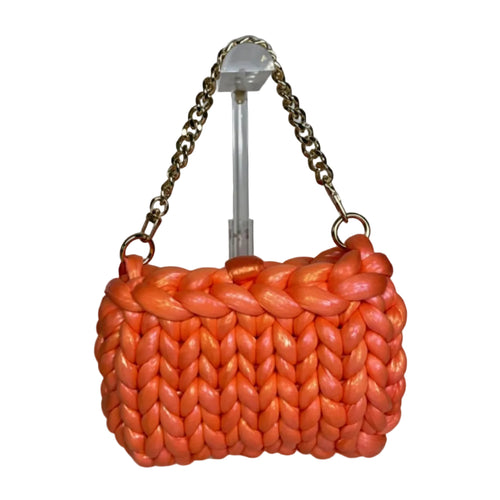 Finger Knit Pillow Purse - Orange