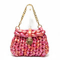 Finger Knit Pillow Purse - Magenta