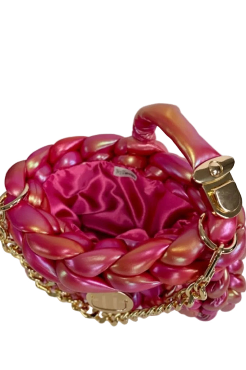 Finger Knit Pillow Purse - Magenta