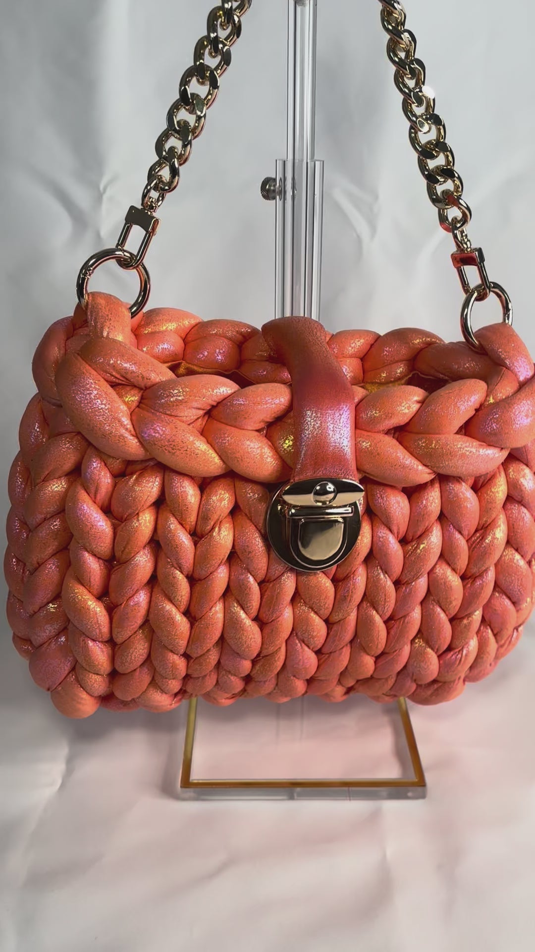 Finger Knit Pillow Purse - Orange